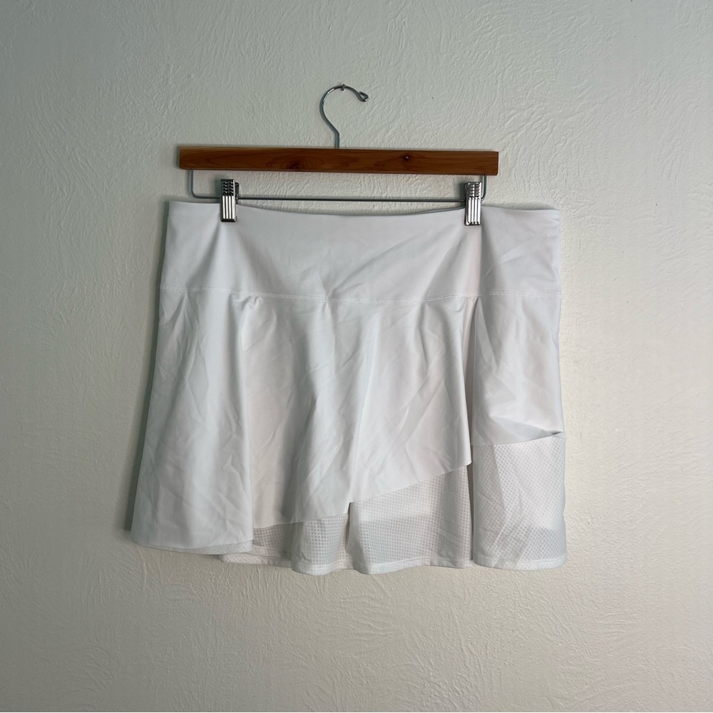 Athleta Ace Mesh Skort White Elastic Waist Tennis Skirt Pickleball Size Xl View 2
